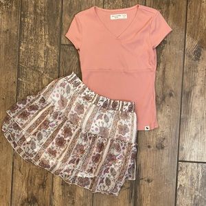 A&F Girl’s Pink/Floral 2-piece Skort Set 9/10